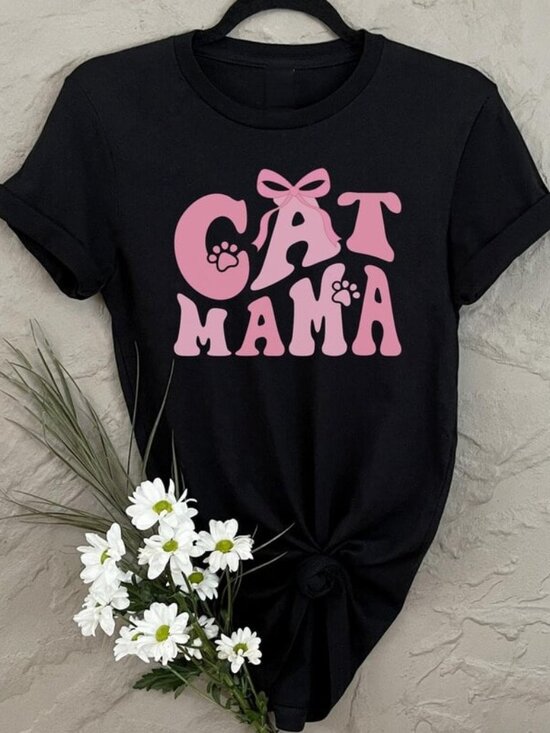 Tops - Cat Mama T-Shirt, Cat Mom Graphic Tee, Cute Cat Lover Shirt Gift